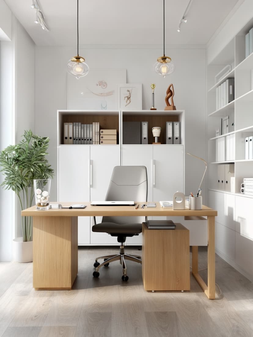 Sunny, desk with books